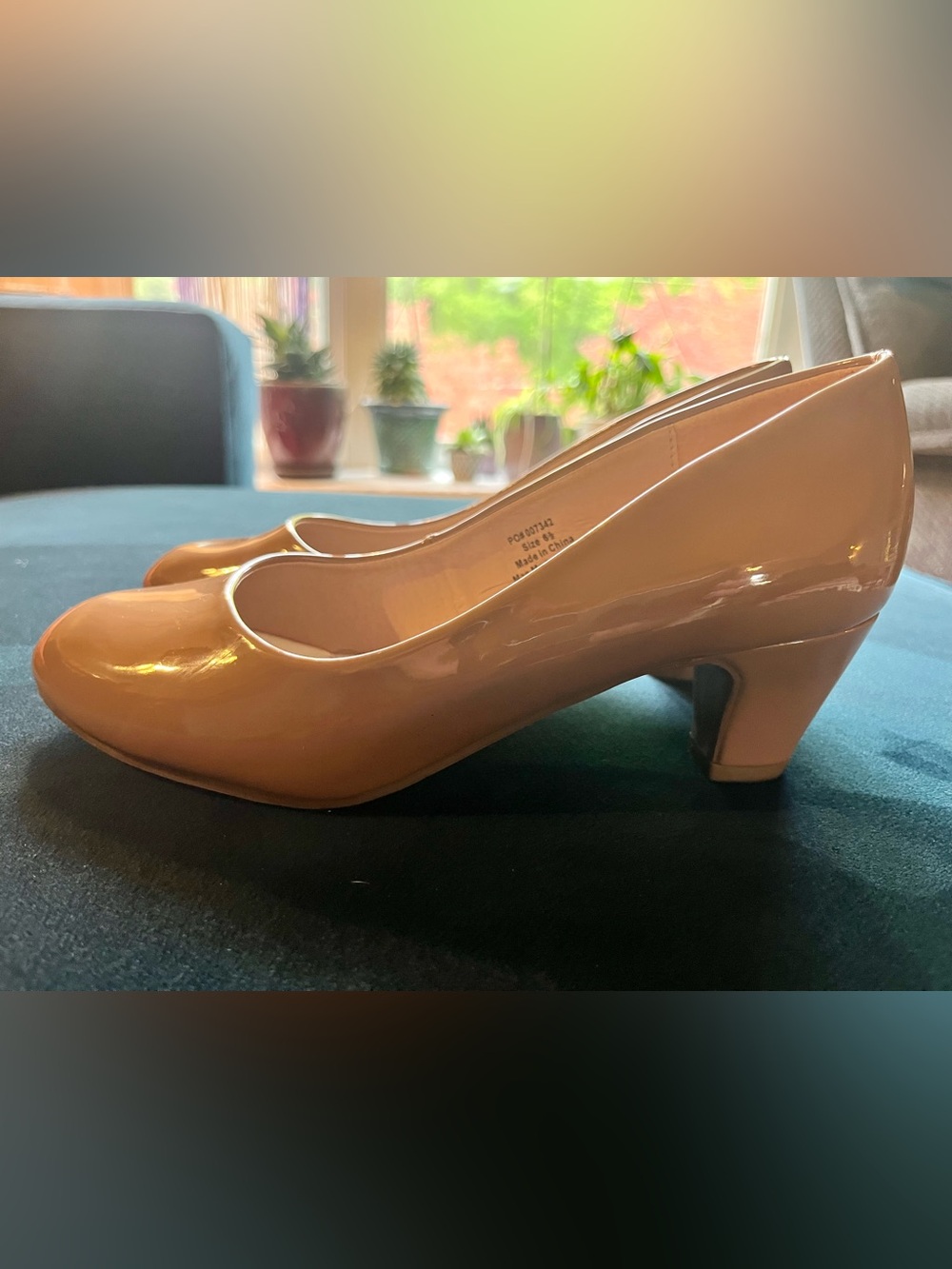 Journee Collection Patent Low Block Heel Pumps - Nude Beige